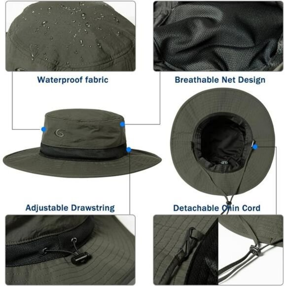 Oversized Waterproof Sun Hat XL XXL Mesh Bucket Hat Wide Brim for Hiking - Picture 3 of 6